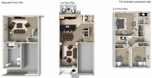  Floor Plan 3-BR Townhome