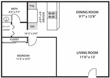  Floor Plan 1-BR Garden