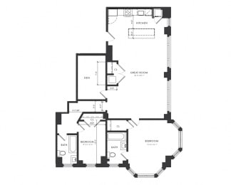  Floor Plan Residence B - 2 Bedroom + Den