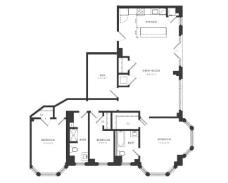  Floor Plan Residence B - 3 Bedroom + Den