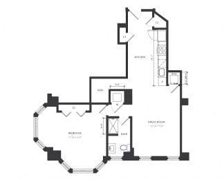  Floor Plan Residence E - 1 Bedroom Delux