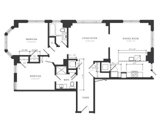  Floor Plan Residence F - 2 Bedroom Executive