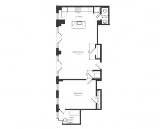  Floor Plan Residence G - 1 Bedroom Premium