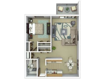  Floor Plan 1 Bedroom 1 Bath