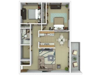  Floor Plan 2 Bedroom 1 Bath