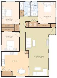  Floor Plan Three Bedroom Two Bath