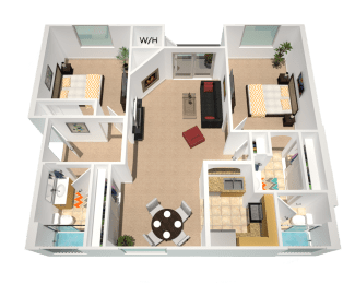 floor plan of unit 22 at The Village Apartments, California