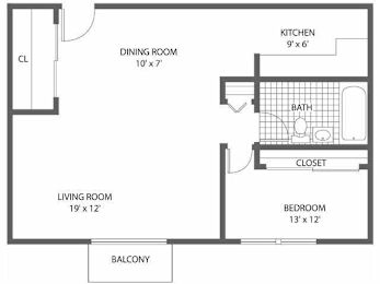  Floor Plan 1 Bedroom - Large