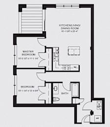  Floor Plan 2 Bedroom - 1 Bathroom