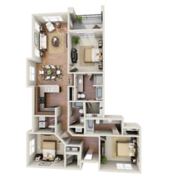 The Donzi Floor Plan at LangTree Lake Norman Apartments, North Carolina, 28117