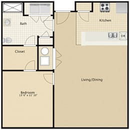Floor Plan  South: 1 Bedroom Accessible