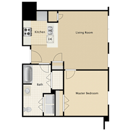 Floor Plan  North: 1 Bedroom