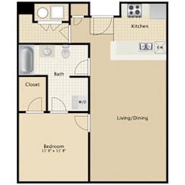 Floor Plan  South: 1 Bedroom Standard
