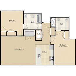Floor Plan  South: 2 Bedroom Accessible
