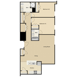 Floor Plan  North: 2 Bedroom