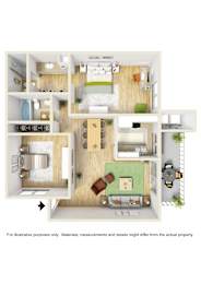  Floor Plan Two Bedroom Two Bath