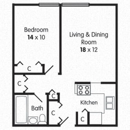  Floor Plan 1 Bedroom Apartment