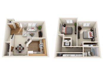  Floor Plan 2 Bed 1.5 Bath