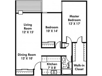  Floor Plan 2 Bed 1 Bath