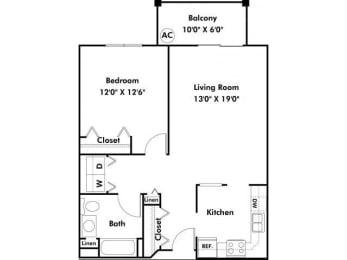  Floor Plan 1 Bedroom