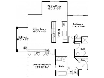  Floor Plan 2 Bedroom Corner Unit