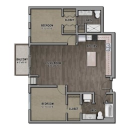  Floor Plan 2M-2 Bedroom
