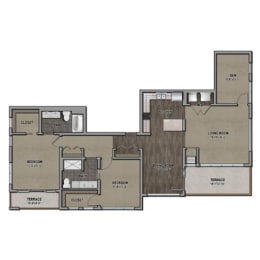  Floor Plan 2U-2+Den PH