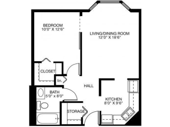  Floor Plan 1 Bedroom