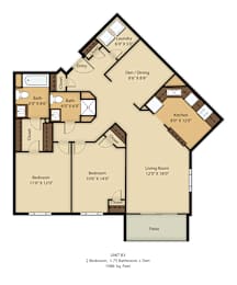  Floor Plan 2 Bedroom Plus Den