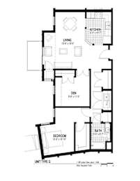  Floor Plan 1 Bedroom Plus Den