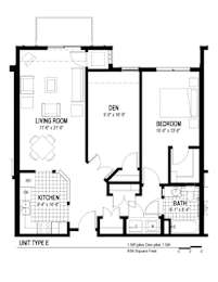  Floor Plan 1 Bedroom w/ Den