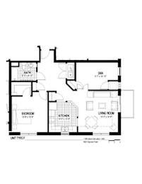  Floor Plan 1 Bedroom w/ Den
