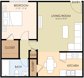  Floor Plan One Bedroom One Bath