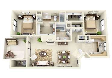 The Sonoran | 2 Bedroom 2 Bathroom Floor Plan