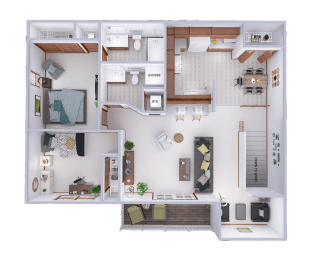  Floor Plan 2 Bed, 2 Bath Upper w/ Loft