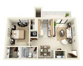 Aspen Floor Plan 1 Bedroom 1 Bathroom  in Albuquerque, NM
