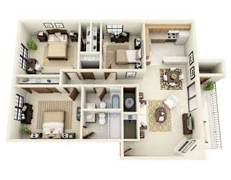 Cottonwood Floor Plan 3 Bedroom 2 Bathroom  in Albuquerque, NM