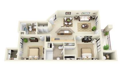 Sedona | 2 Bedroom 2 Bathroom Floor Plan