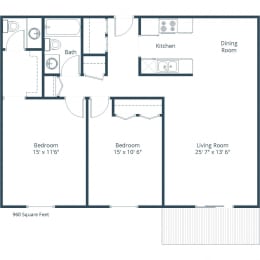 Maplewood Apartments | Two Bedroom Floor Plan C