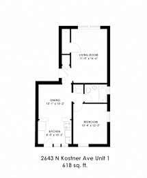  Floor Plan 1 Bedroom - 1 Bathroom