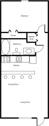  Floor Plan 1 Bed 1 Bath 700 Sq. Ft.