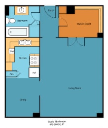 Studio Floor Plan at Charbern Apartment Homes, Washington