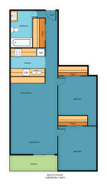HC2x1a Floor Plan at Hill Crest Apartment Homes, Washington, 98126
