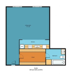 0x1b Floor Plan at Malloy Apartment Homes, Washington