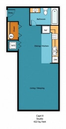 0x1a Floor Plan at Villaggio Apartment Homes, Tacoma, WA, 98402
