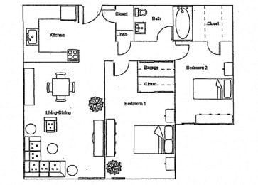 Floor Plan  Two Bedroom Apartment