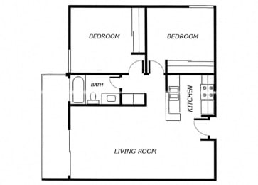 Floor Plan 2 BED 1 BATH