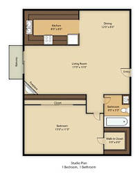  Floor Plan 1 Bed 1 Bath