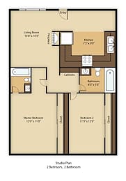  Floor Plan 2Bed  2 Bath