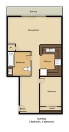  Floor Plan 1 BED 1 BATH